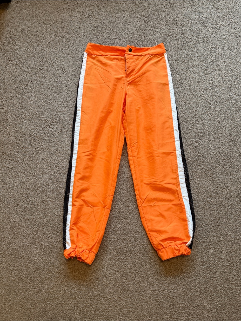 balera Bright Orange Dance Pants with Black & White Side Stripes